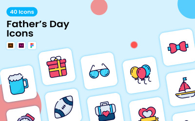 Mutlu Babalar Günü Icons set