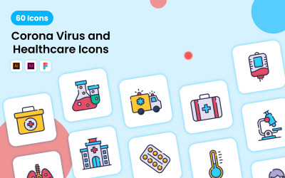 Virus Corona e iconos médicos