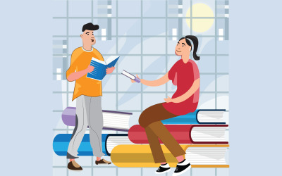 Alunos estudando ilustração vetorial