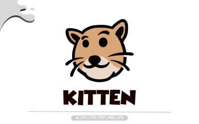 Cat kitten retro logo design logo template