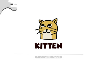 Cat kitten retro simple logo design
