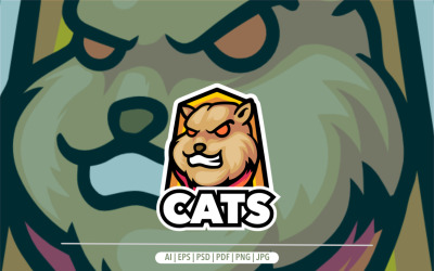 Chat mascotte dessin animé logo design sport
