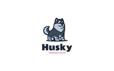 Husky maskot tecknad logotyp