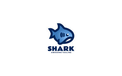 Köpekbalığı Basit Maskot Logo Şablonu 1