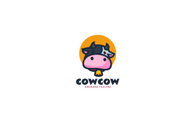 Logotipo de desenho animado da mascote da cabeça de vaca