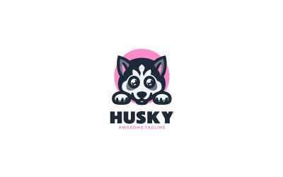 Logotipo de dibujos animados de mascota Husky 1