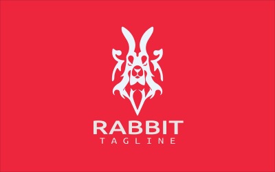 Plantilla de logotipo vikingo de conejo V3