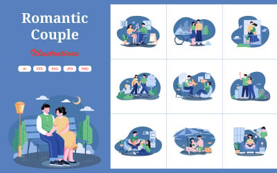 M440_Pacchetto illustrazioni coppie romantiche