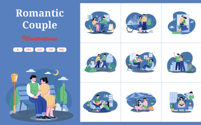 M440_Pakiet ilustracji romantycznej pary
