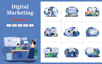M453_Illustrationspaket für digitales Marketing