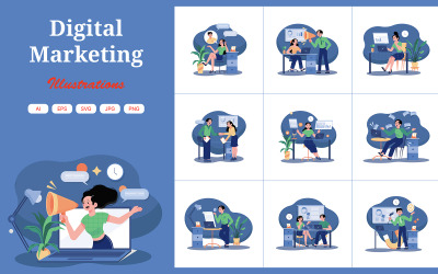 M460_Pacchetto illustrazioni marketing digitale