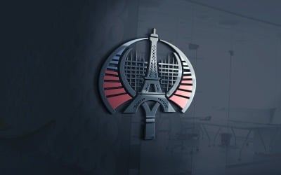 Paris Tenis Okulu Logo Şablonu Vektörü
