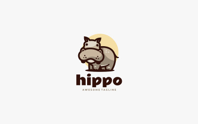 Design semplice del logo della mascotte Ippopotamo