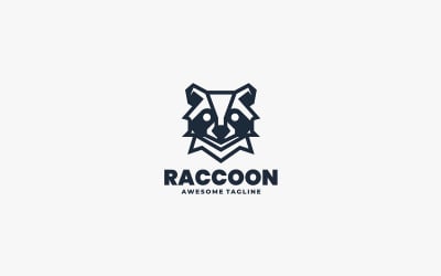Raccoon Line Art Logo Template