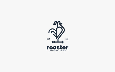 Rooster Line Art Logo Style 3