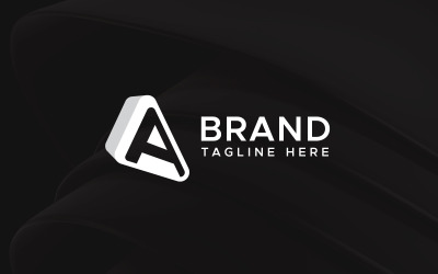 A harfi üçgen minimal logo tasarım şablonu