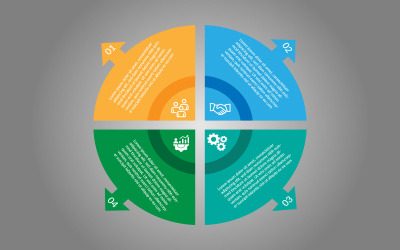 Design de elemento infográfico de 4 etapas estilo círculo.