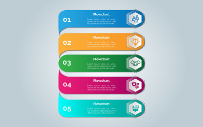 Design de modelo de elemento infográfico de 5 etapas estilo quadrado.
