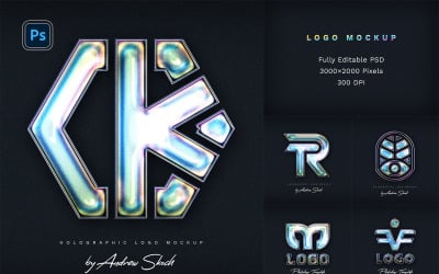 Mockup di Photoshop con logo olografico