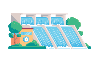 水力发电厂矢量图
