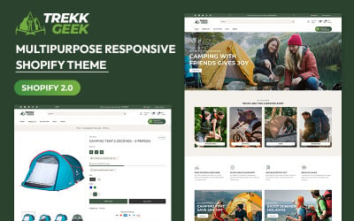 Trekk Geek - Tour Adventure Trekking &amp;amp; Camping, Hiking Многоцелевой Shopify 2.0 Адаптивная тема