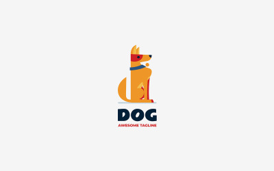 Hond plat modern logo ontwerp