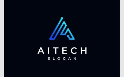 Letra A Logotipo Digital De Tecnologia De Conexão