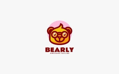 Logo kreskówki maskotki głowy niedźwiedzia
