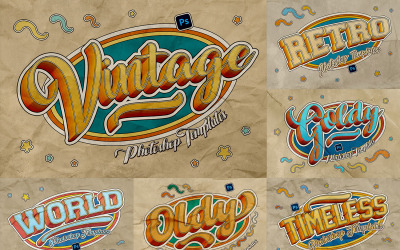 Szablony programu Photoshop z efektami retro tekstowymi