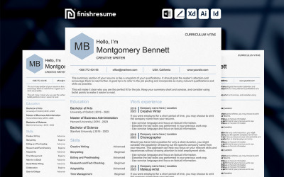 Creatieve schrijver CV-sjabloon | Voltooi CV