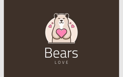 Logotipo lindo del regalo del amor del oso de la mascota