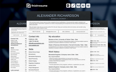 Modello di curriculum per ingegnere biomedico | Termina curriculum