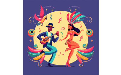 Güzel Brezilyalı Dansçı İllüstrasyonlu Brezilya Karnavalı