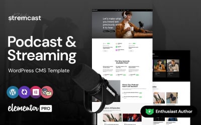 Stremcast – Thème WordPress Elementor polyvalent pour podcast, radio FM et streaming
