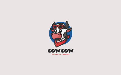 Création de logo de dessin animé de mascotte de vache 1