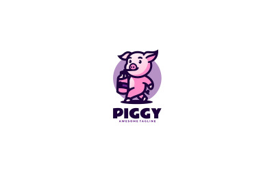 Дизайн логотипу Piggy Simple Mascot 1