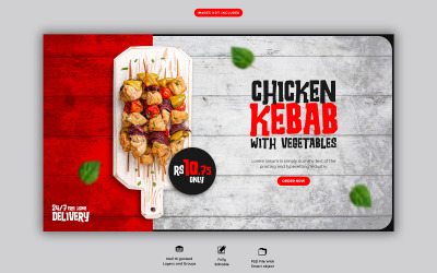 Modello di banner Web del ristorante Food Manu