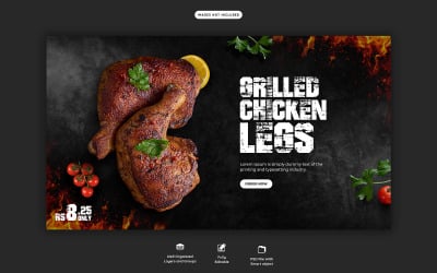 Modello di banner Web del ristorante Food Manu