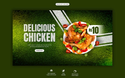 Modello di banner Web del ristorante Food Manu