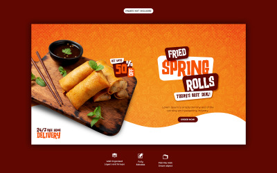 Yemek Manu Restoran Web Banner Şablonu