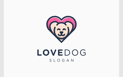 Liefde hond huisdier zorg puppy schattig logo