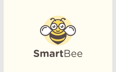 Logotipo de dibujos animados de mascota de abeja linda