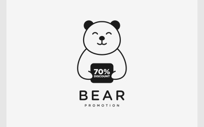 Logotipo de mascota de descuento de promoción de oso