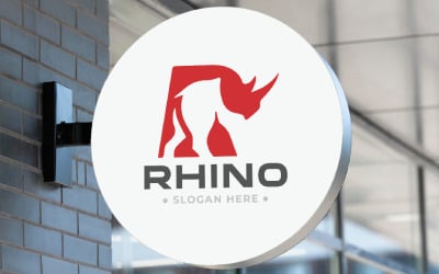 Plantilla de logotipo de letra R de rinoceronte