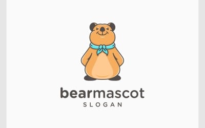 Sevimli Maskot Ayı Teddy Karikatür Logosu