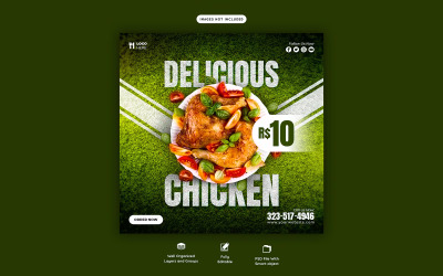 Social-Media-Vorlage für das Restaurant „Food Manu“.