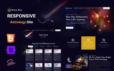 Astro Ava - Modelo de site HTML5 de astrologia, numerologia, tarô, astrólogo online