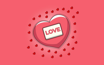 Carte de voeux amour et coeur,