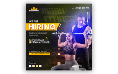 Diseño de publicidad en redes sociales de fitness y gimnasio.
