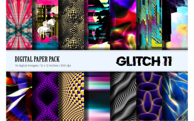 Glitch Psychedelic 11. Digitales Papierset.